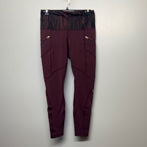 Lululemon Burgundy Wine High Rise Running Zipper Pockets Athletic Leggings